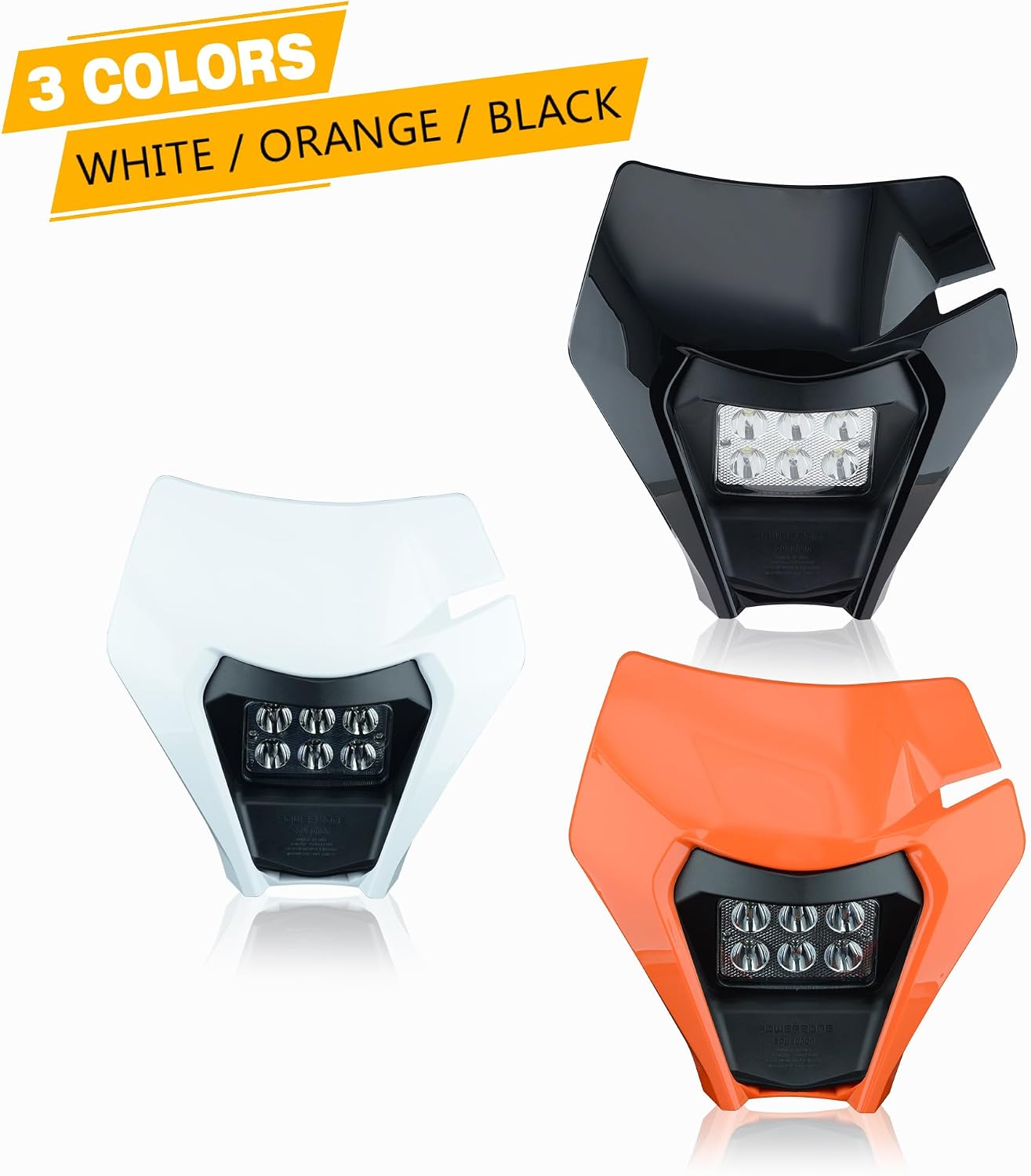 Dirt Bike LED Headlight - Motorcycle Dirtbike Headlight LED Headlamp - Universal Dirt Pit Bike Frontlight Black