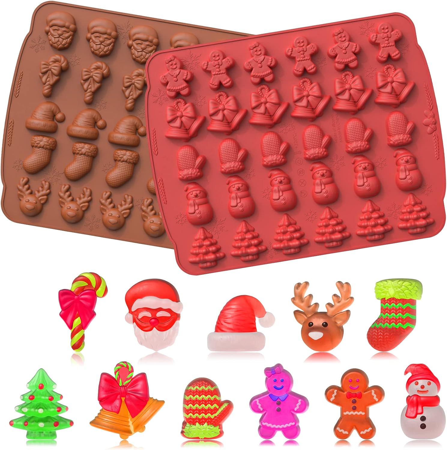 AIERSA Christmas Candy Gummy Molds Silicone, 2 Pcs 30