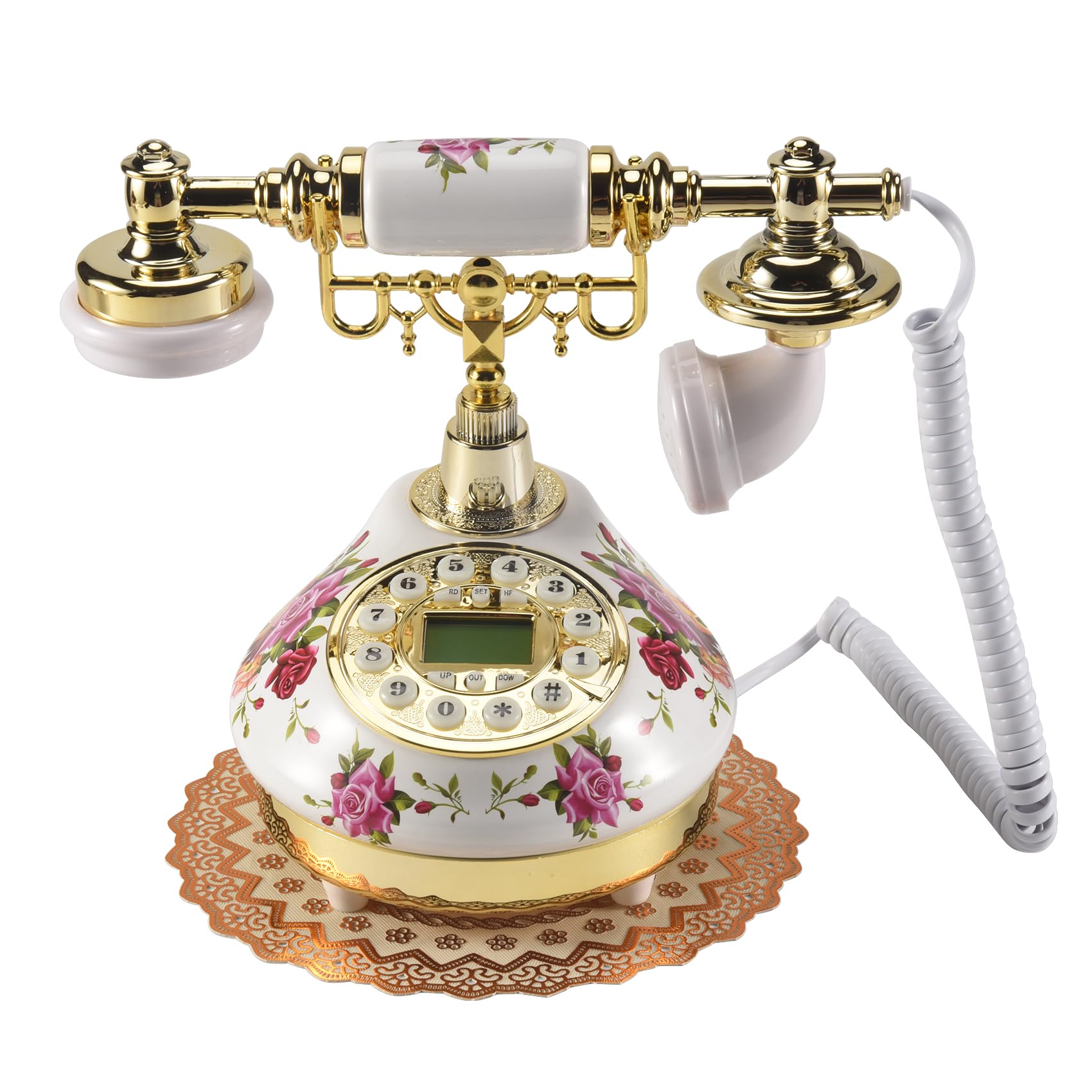 Telephone Fixe en Ceramique Retro Antique avec Repondeur Combine