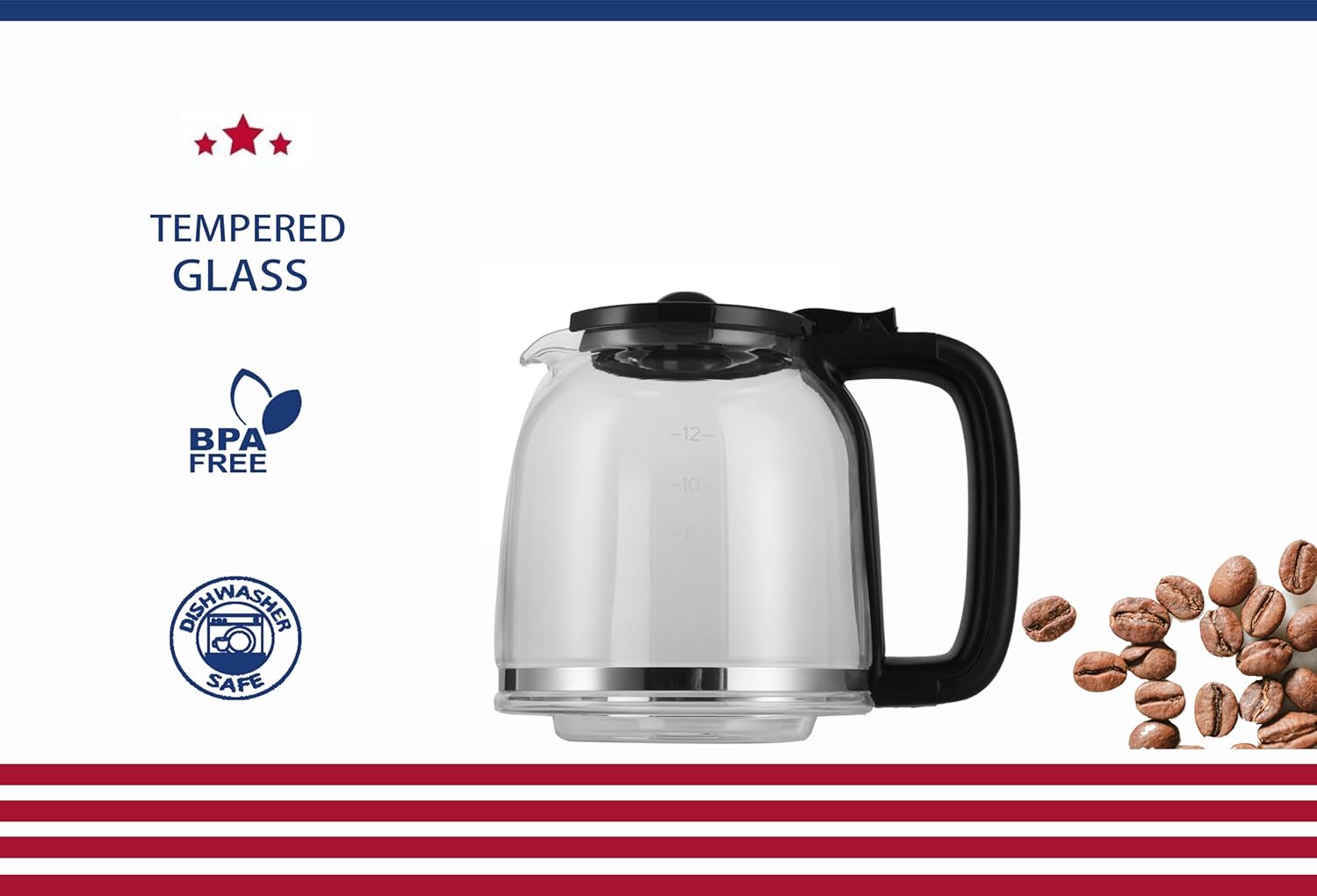 12 Cup Replacement Glass Carafe for Hamilton Beach Coffee Maker Flex Brew 49933 49980A 49980Z 49940 49947 49950 49954 49956 49958 49976, NOT fit 49902 49904, 46290 46299 46293 43874 49630 49615 - Image 6