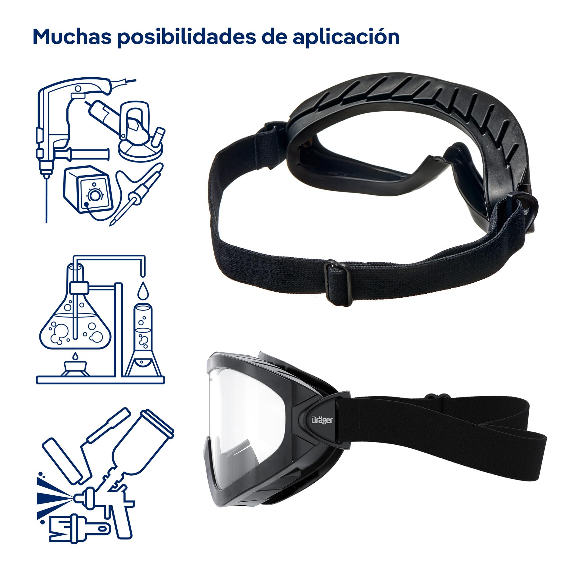 Dräger X-pect 4200 | Gafas de visión total antivaho también para usuarios de gafas | Para obras, laboratorios, talleres | Lente de policarbonato resistente a arañazos y roturas | 1 pieza negro
