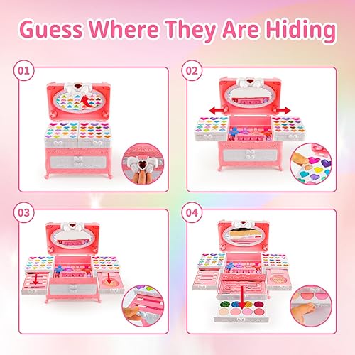 Miniatura 6 de Kit de maquillaje infantil para niñas, juego de maquillaje de princesa lavable real, 66 piezas de juguetes de Mqsiuve para niñas, regalo de Navidad