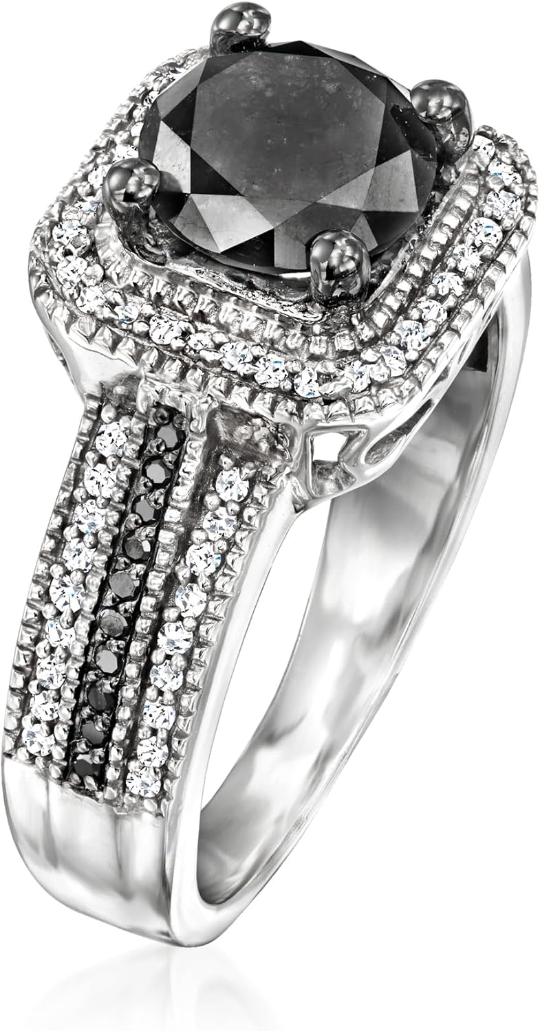 Ross-Simons 2.00 ct. t.w. Black and White Diamond Ring in Sterling Silver