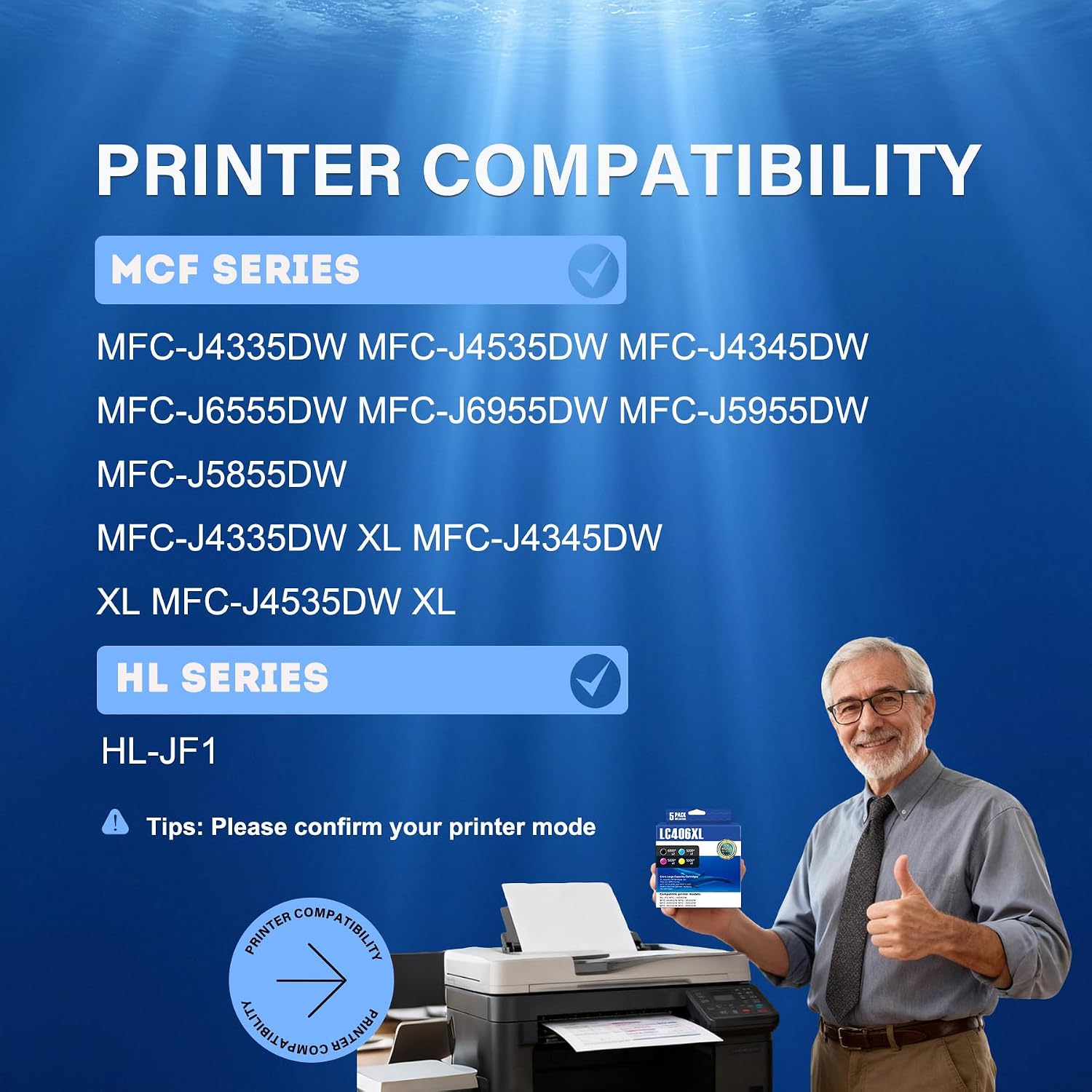 LC406XL LC406 Ink Cartridges High Yield 5-Pack Replacement for Brother LC406XL LC406 XL Compatible with MFC-J4335DW MFC-J5855DW MFC-J6555DW MFC-J4535DW MFC-J6955DW MFC-J4345D XL Printer (2BK/1C/1M/1Y)