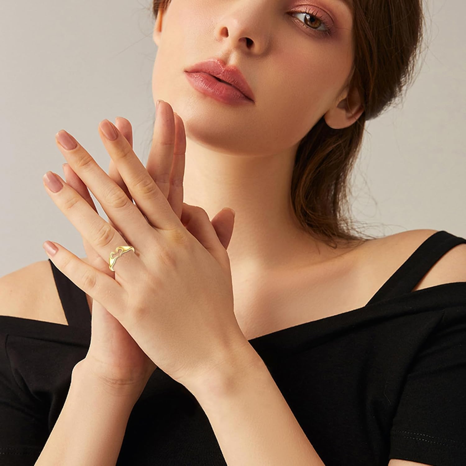 KECHO Valentine's Day Gifts for Women 14k Solid Gold Hug Ring Adjustable Hug Love Rings Jewelry for Anniversary Birthday Gift for Wife (Love Ring) - Image 5