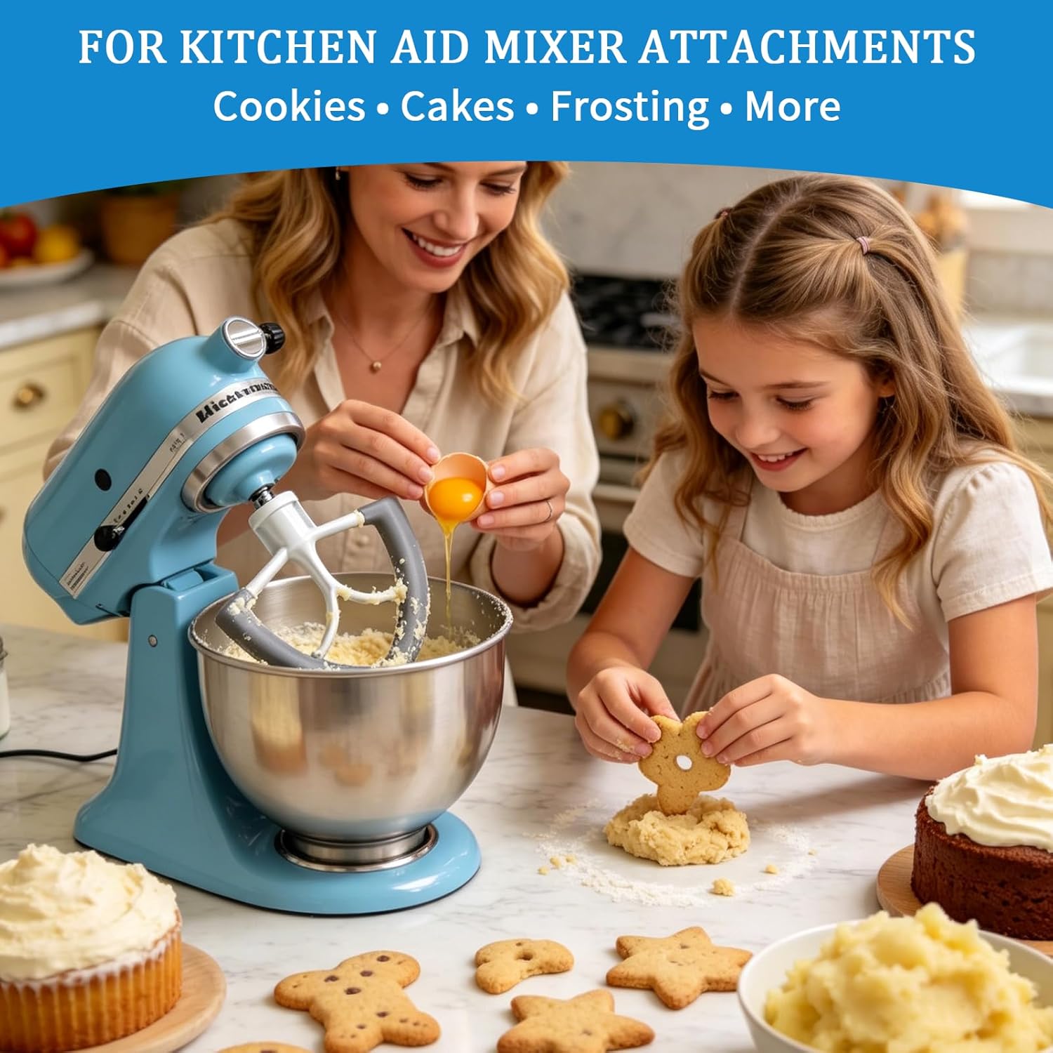 Upgraded Flex Edge Beater for KitchenAid 4.5-5 Qt Tilt-Head Stand Mixer, Heavy Duty Kitchen Aid Paddle Attachments with Flexible Silicone Edges Bowl Scraper, Dishwasher Safe