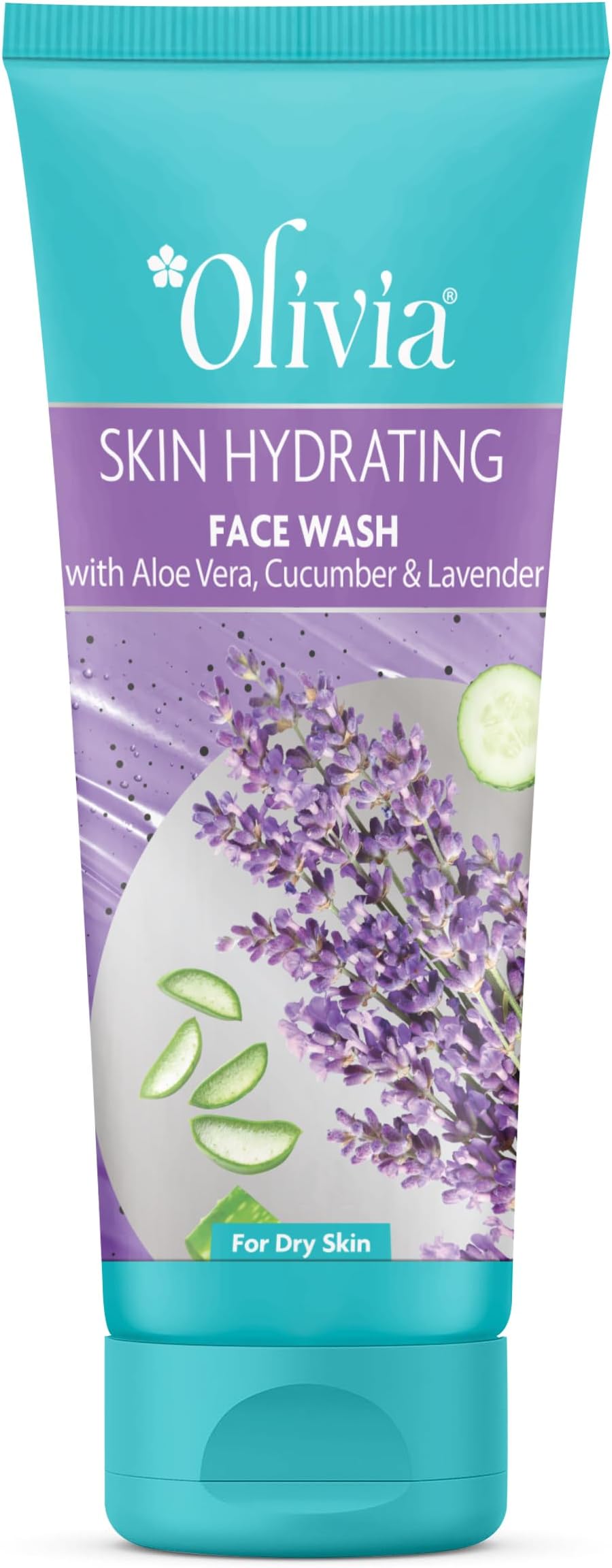 Olivia Skin Hydrating Face Wash with Aloe Vera, Cucumber & Lavender | Gently Cleanses, Soothes Dry Skin & Restores Moisture | Helps Remove Impurities, Excess Oil & Dirt | Suitable for All Skin Types | 100ml