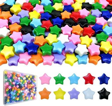 Amaney 300pcs Star Beads Multi Color Acrylic Beads for Bracelet Necklace Craft Jewelry Making