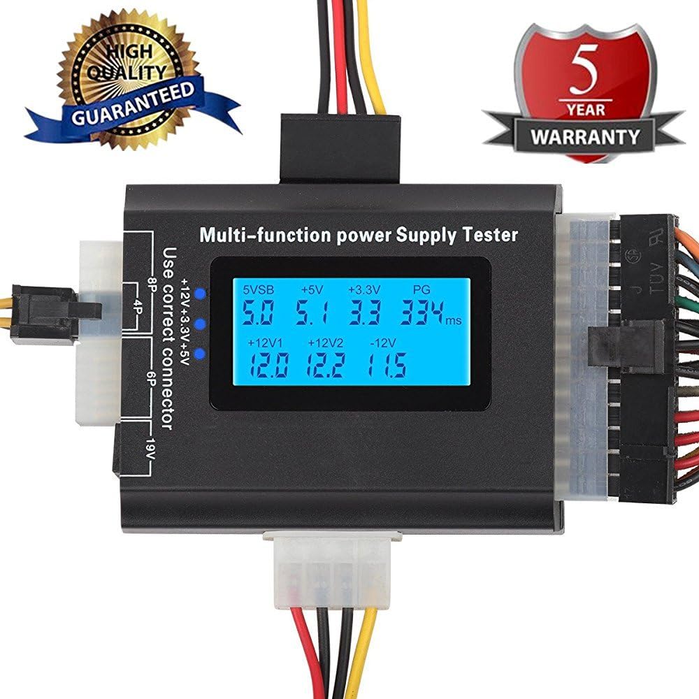 20/24 4/6/8 PIN Computer PC Laptop Power Supply Tester (5th Generation) for ATX, ITX, BTX, IDE,PCI-E HDD,SATA, BYI Connectors, 1.8'' LCD Screen