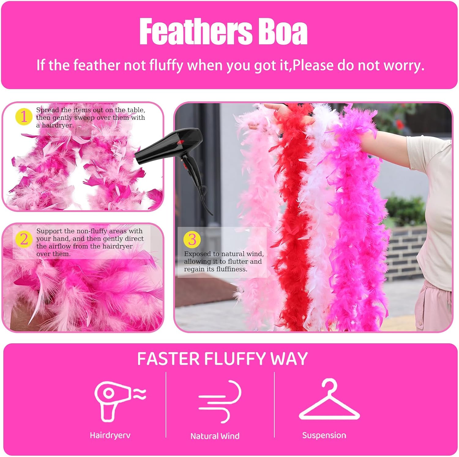 Turkey Feather Boa 1.64 Yards 30g for Halloween Party Costume Decoration
