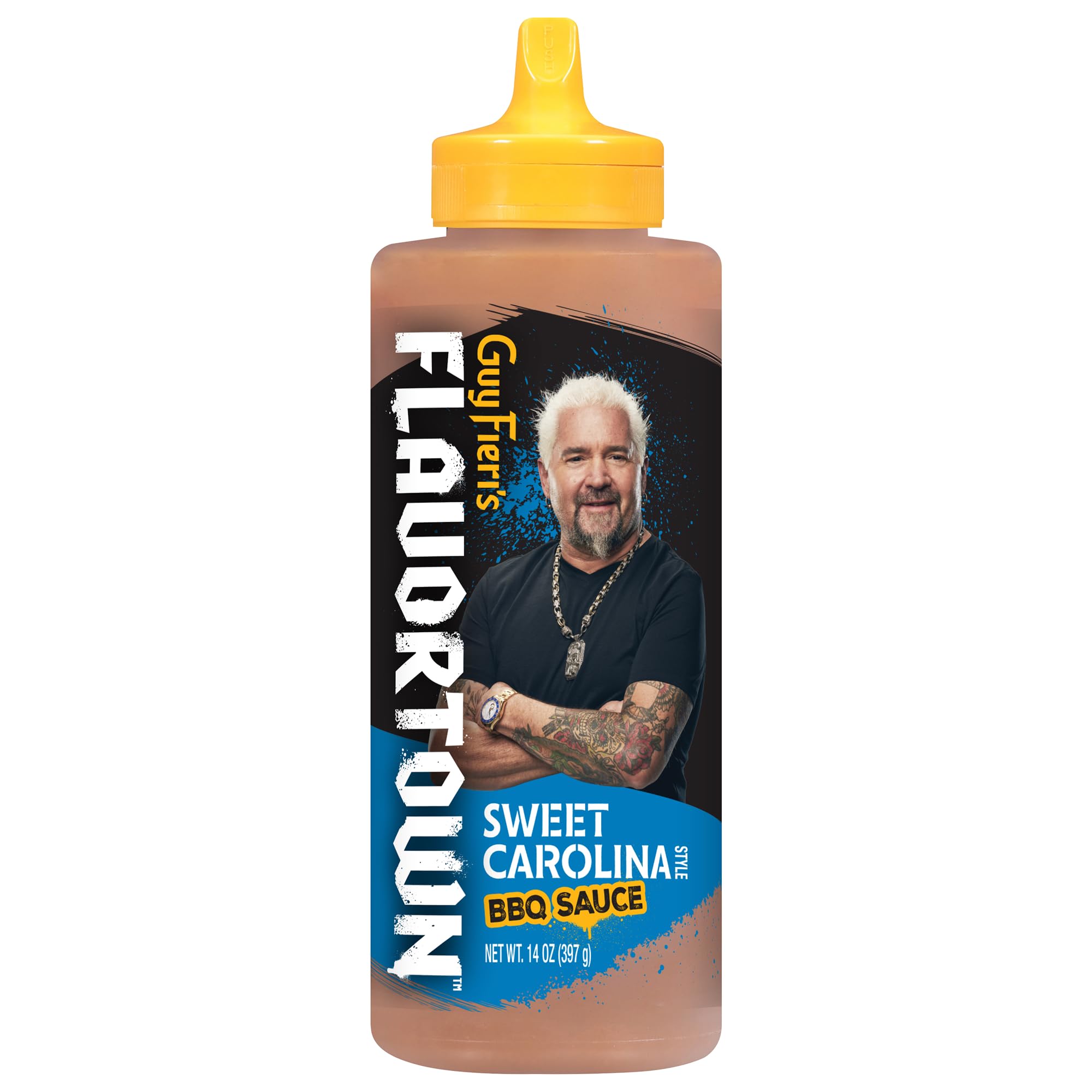 Guy Fieri's Flavortown Carolina BBQ Sauce - Carolina Gold Barbecue Sauce for Pork & Chicken, Mustard BBQ, Vinegar Based - 14 Ounce (Pack of 1)