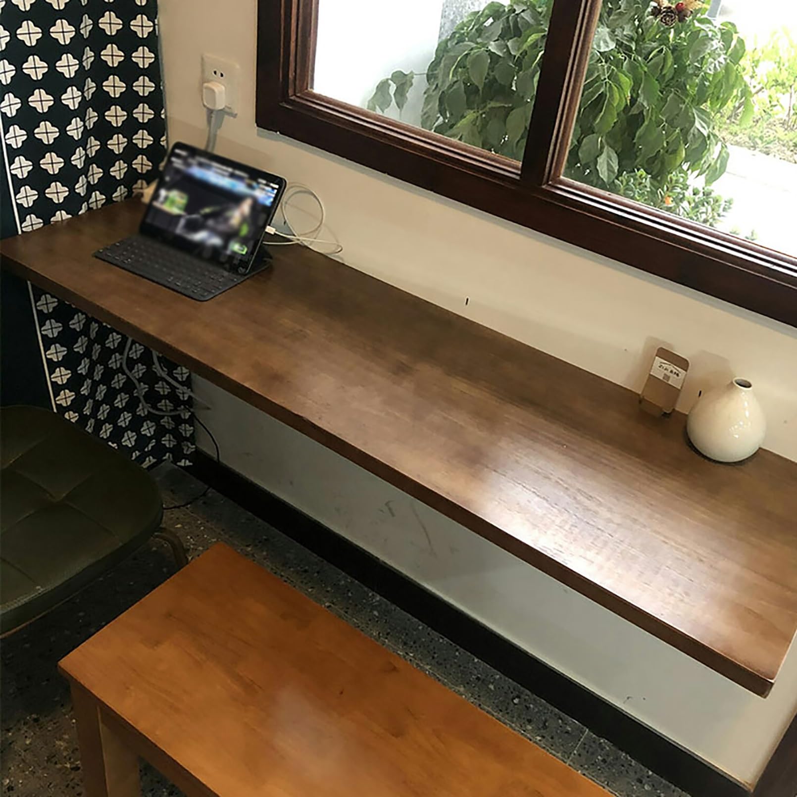 Table pliante murale en pin pour ordinateur et petits espaces