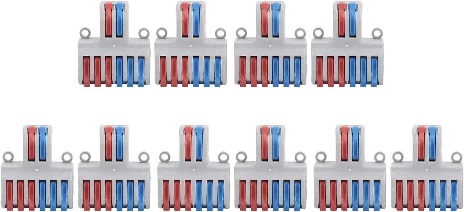 Eujgoov 10Pcs Compact Wire Conductor Compact Connectors Lever Nut Terminal Block SPL Quick Connect Equipment(SPL-62)