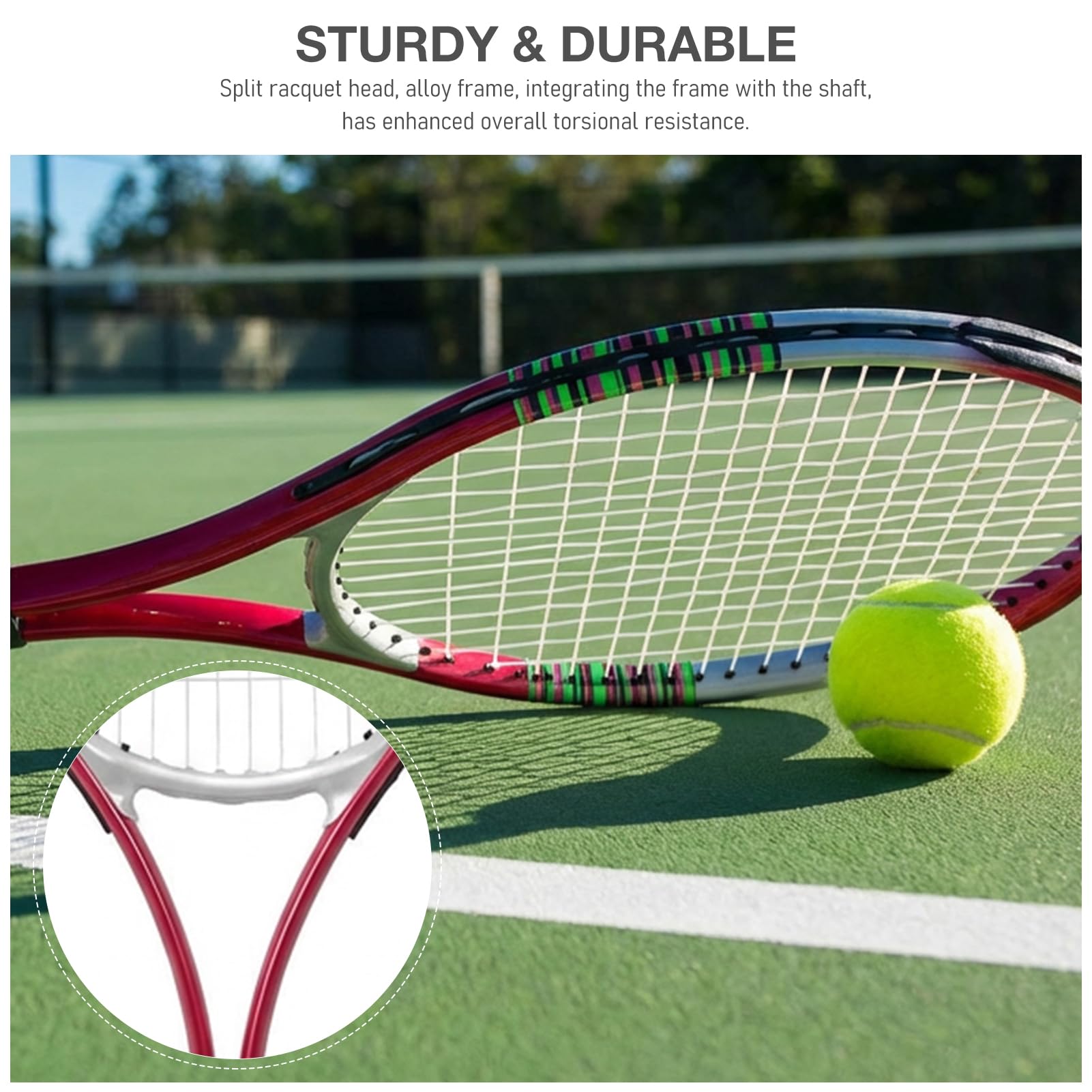Racchetta da Tennis Professionale, 27 Pollici, Alluminio, Rosso, Strung, Adatta per Allenamento Intermedio Primario