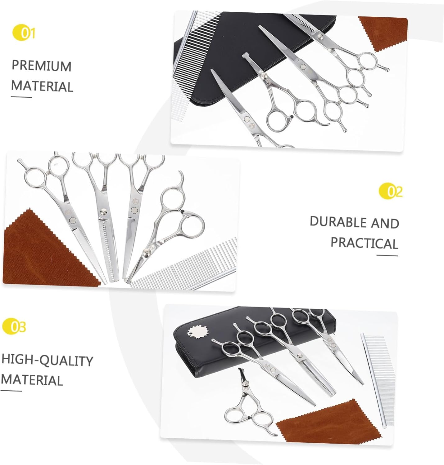 Stainless Steel Pet Grooming Scissors Pet Hair Trimming Tools for Dogs Cats Home Salon Use Comfortable Animal Hair Trimmer