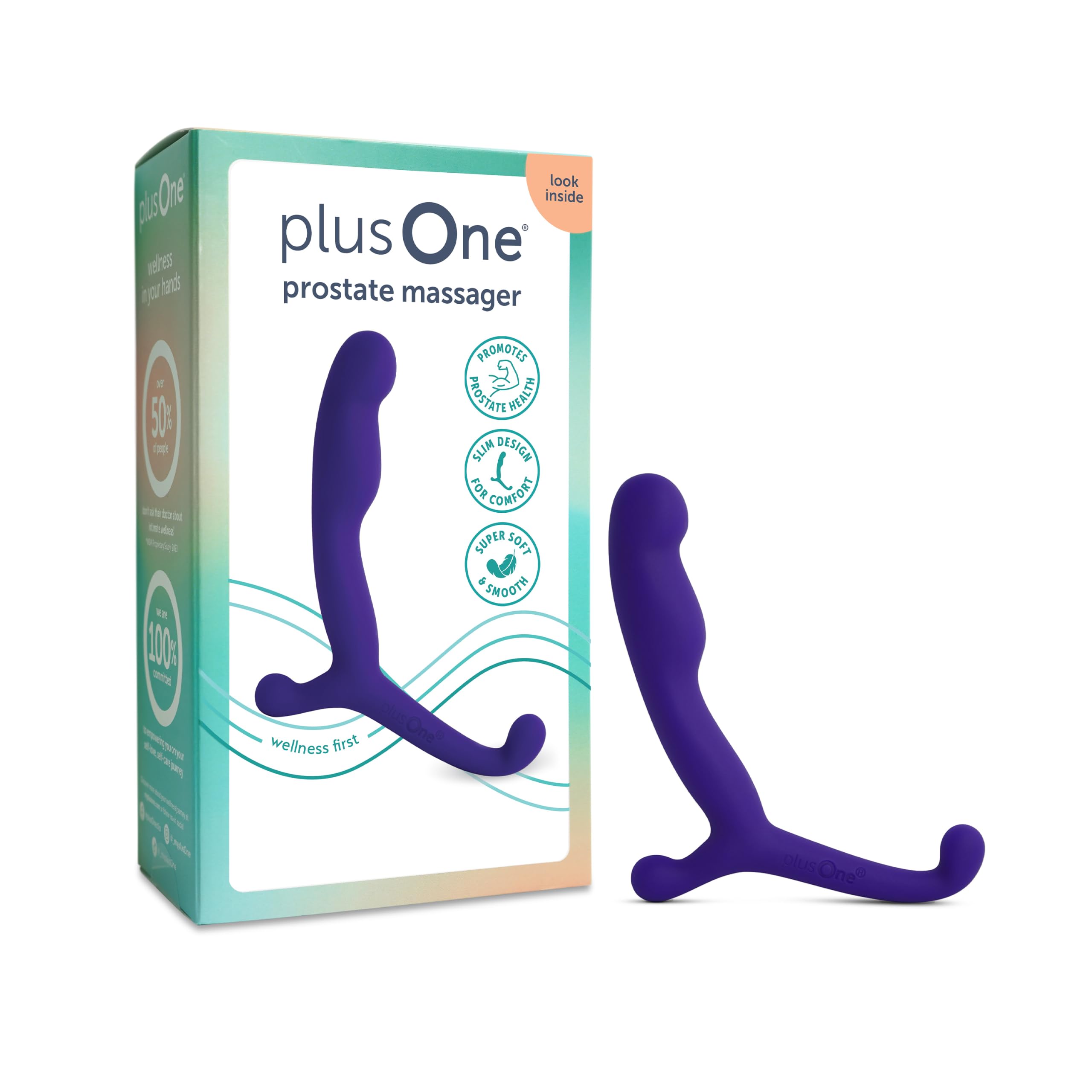 plusOne Prostate Massager, 4” Anal Sex Toy, Body-Safe Silicone, Purple