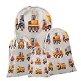 SUHENX Construction Vehicle 20cmx30cm Reusable Christmas Gift Bags for Adults, Cartoon Car Excavator Candy Bags—Ideal for Exquisite Gifts to Relatives and Friends