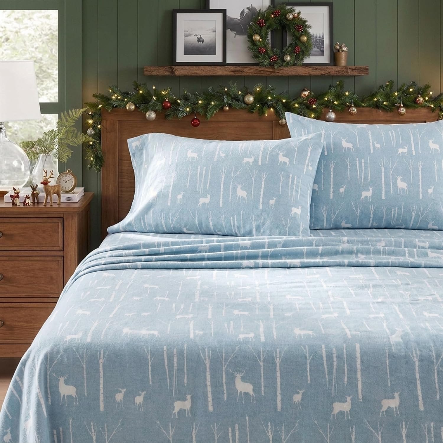 Eddie Bauer - Juego de sábanas, algodón 100% algodón Franela Franela de algodón, Azul, Plein