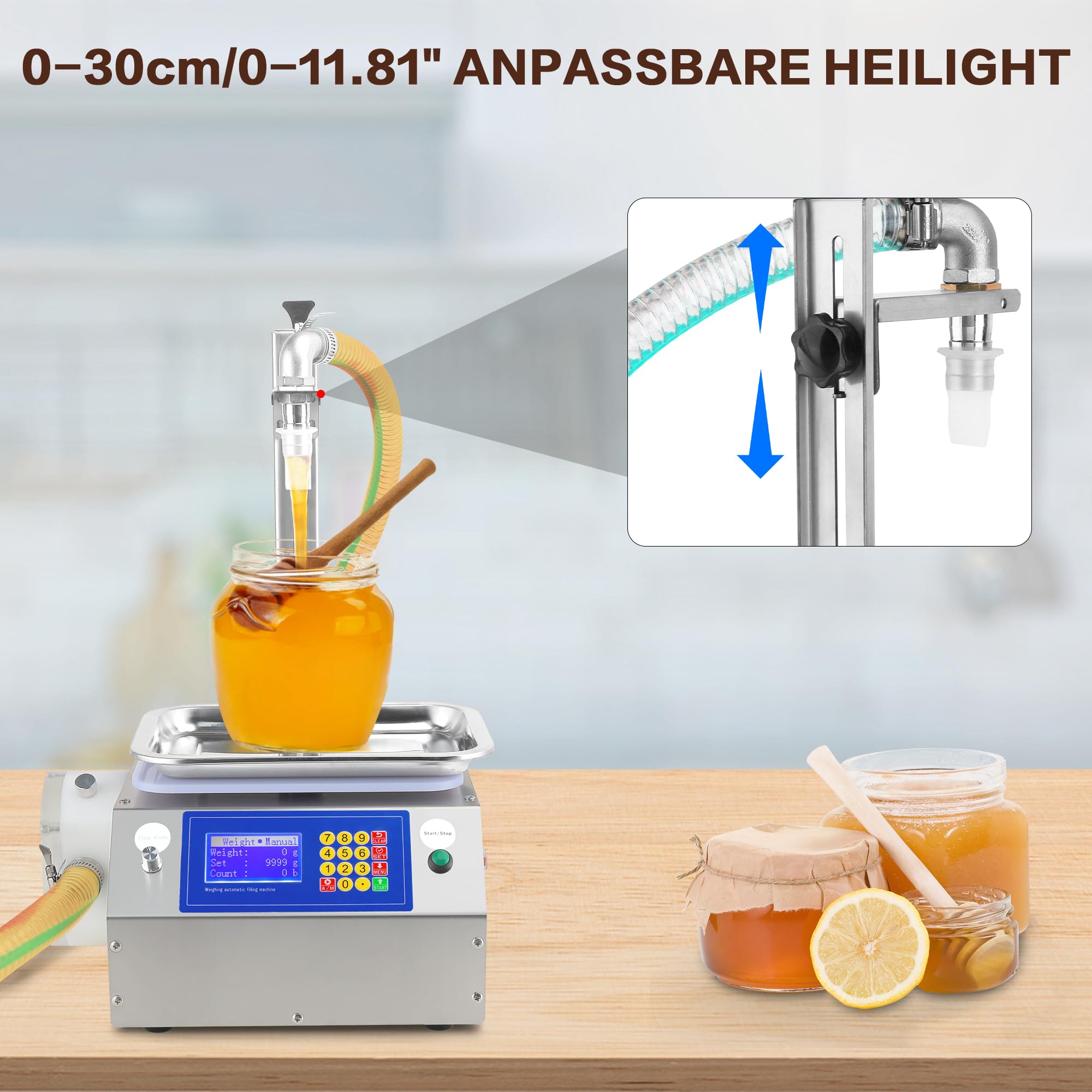 Macchina di riempimento / Macchina di riempimento automatico, macchina di riempimento per bottiglie da 10 a 10000 g, con pompa da 200 W, macchina commerciale per il riempimento di miele