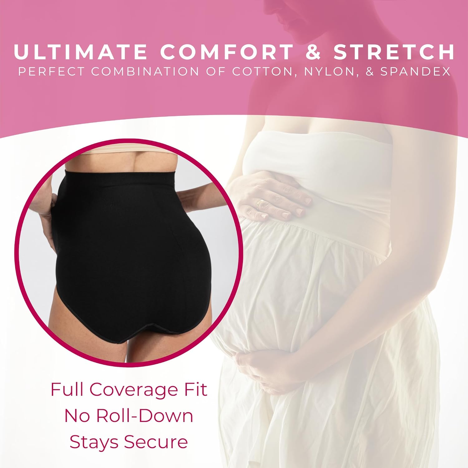 Be Relax Maternity Briefs - Pregnancy Underwear for Women - Over Bump Pregnancy Undergarment - Maternity Panties 2 Pack - Image 3