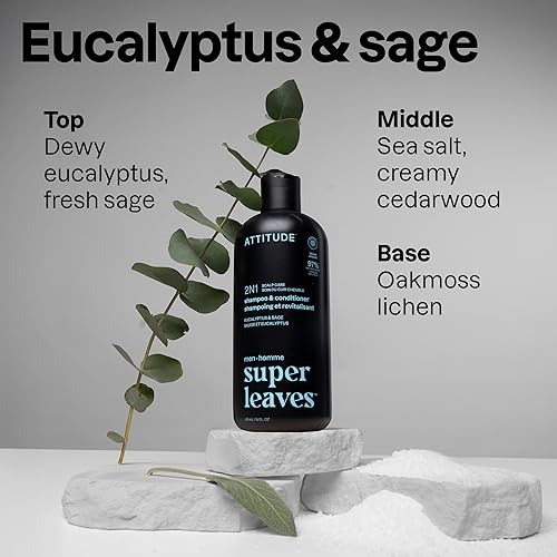 Miniatura 3 de ATTITUDE Champú y acondicionador 2 en 1 para hombre, cuidado del cuero cabelludo para la acumulación y el cabello graso, refresca con extracto de