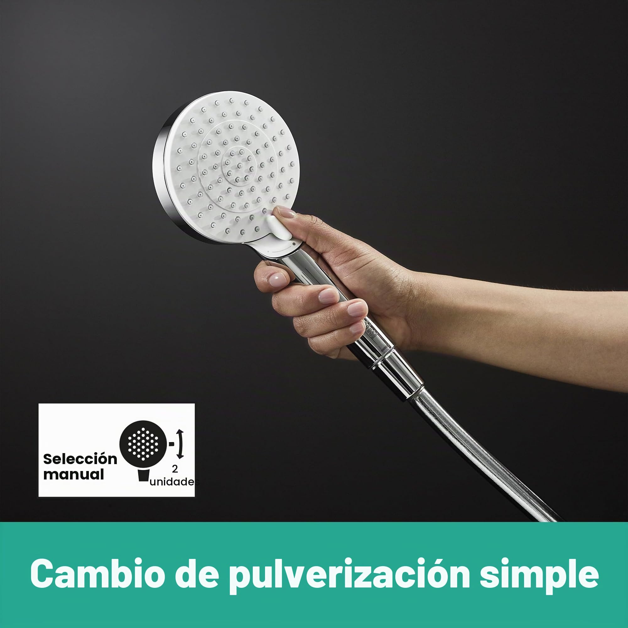 Hansgrohe Crometta Vario - Combinación de set de ducha y termostato, 2 tipos de chorro, 0,65 m, blanco/cromo