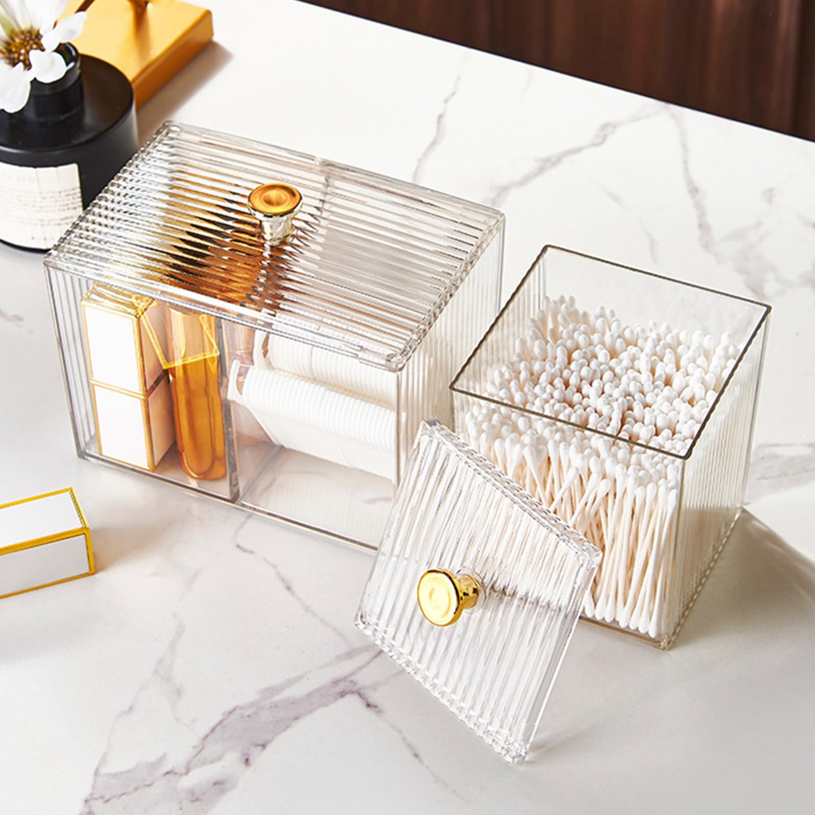 Kompakter QTIP Spenderbehälter, Make-up-Organizer, Kosmetik-Aufbewahrungsgitter für Kosmetik-Werkzeuge, Badezimmer, Essential, Badezimmer, Kosmetik-Organizer, Behälter