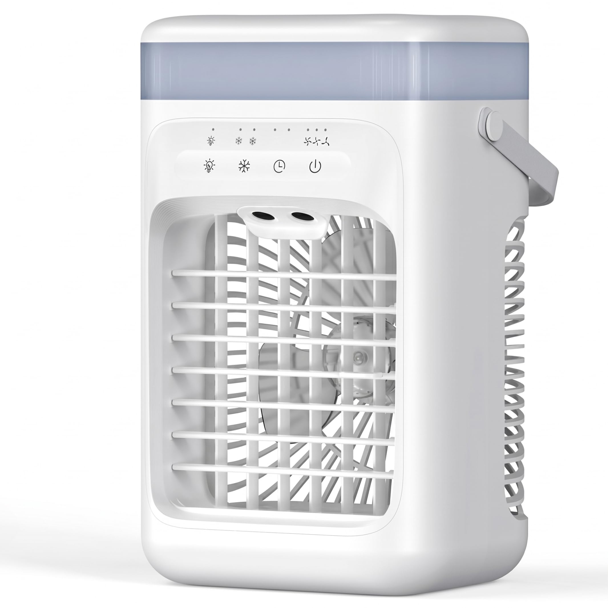 Ameble Air Cooler Mini Air Conditioner Cooling Fan Double Mist Evaporative Cooler Fan Usb Powered For Bedroom Desktop White