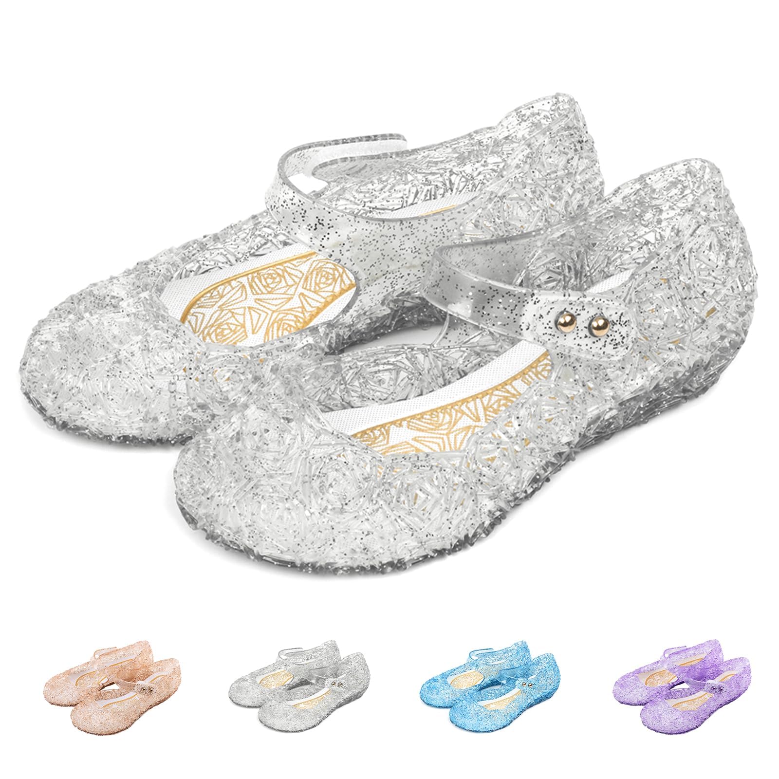 Girls' Princess Dress Up Shoes with Sparkly Glitter for Cosplay, Dancing & Birthday Parties