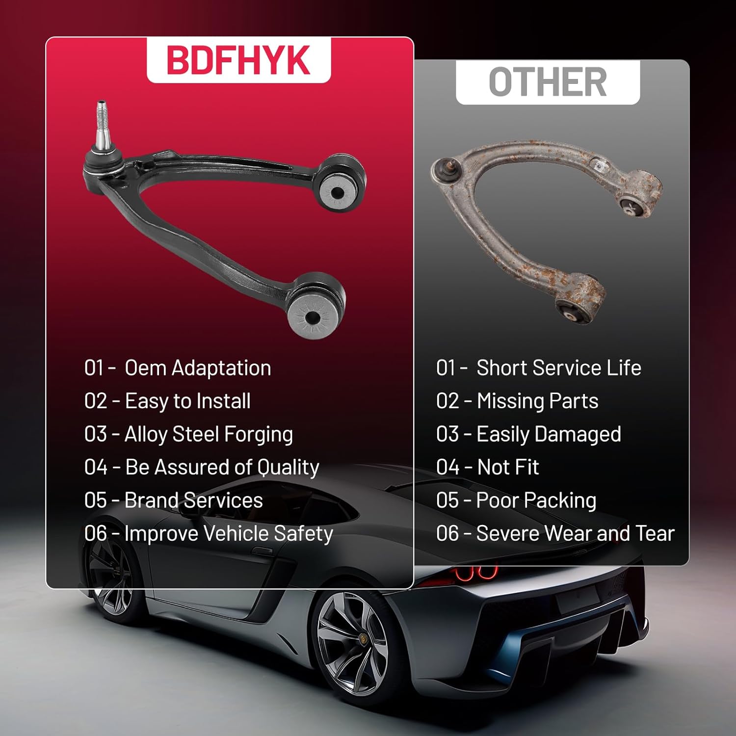 BDFHYK Front Left Upper Control Arm 1pcs,with Ball Joint Compatible with 2007-2016 Cadillac Escalade ESV/EXT,2007-2016 Chevrolet Avalanche Silverado 1500 Suburban 1500 Tahoe,2007-2016 GMC Sierra 1500