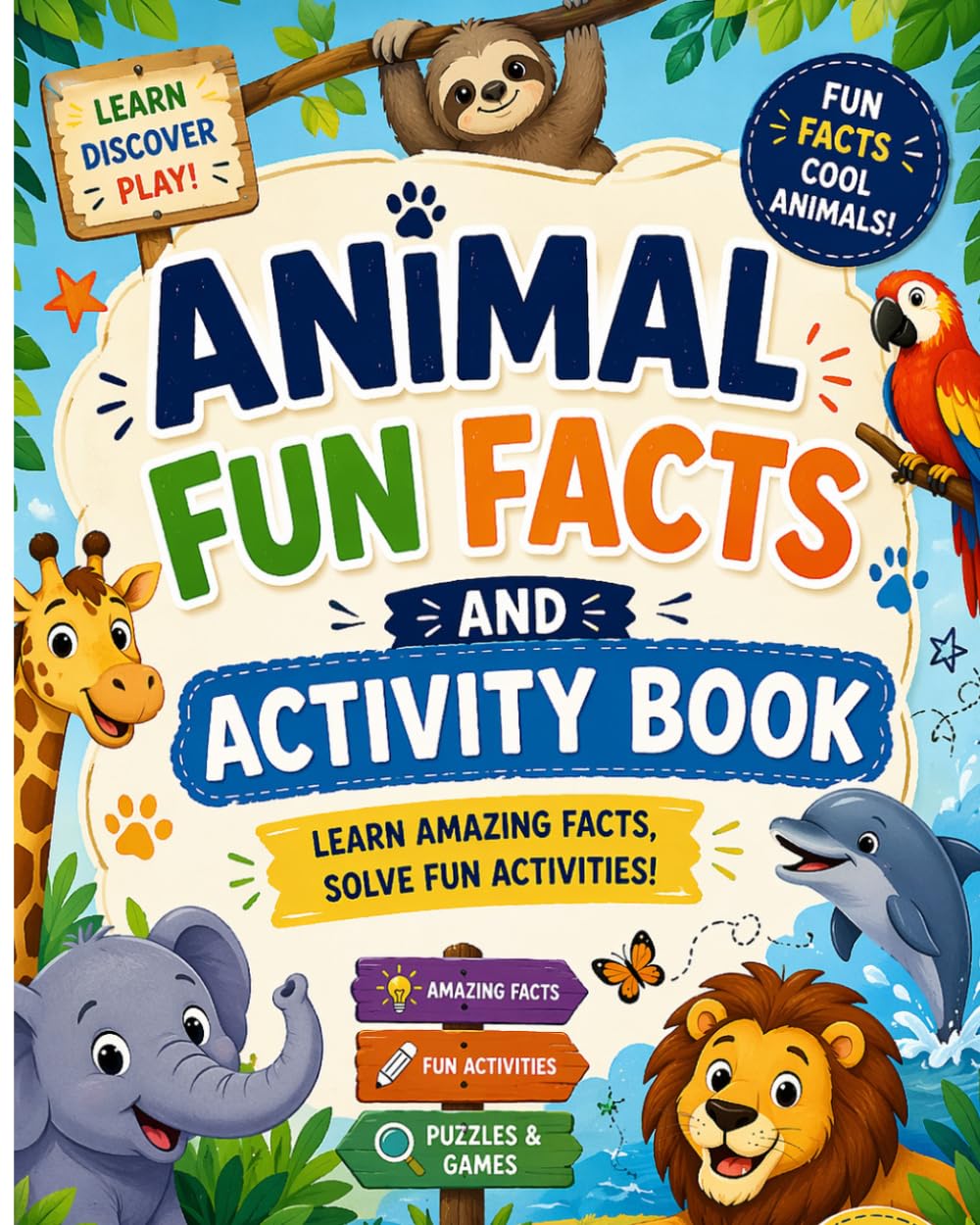 Animal Fun Facts and Activity Book: Learn cool facts, solve fun puzzles, and get wild!