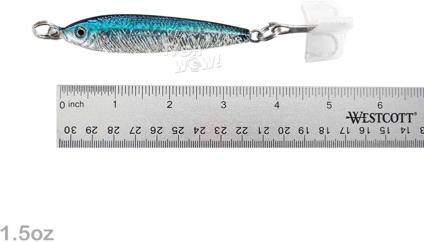 10pcs Fish WOW! 1.5oz Fish Metal Bait Jig 1-1/2oz Mega Live Lure with a Treble Hook -5 Colors-