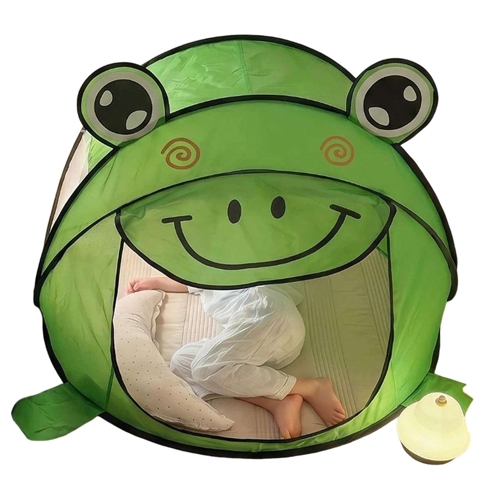 Kids Frog Cartoon Anti Mosquito Mesh Vent Instant Pop Up Namiot Zabawki | Dziecięca żaba z kreskówek przenośny namiot z siatką przeciw komarom wiatr i szybki wyskakujący zestaw dla dzieci