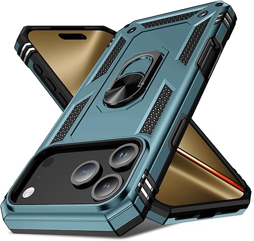 Vista 10 de Korecase Compatible con iPhone 11 Funda Resistente de 2 Capas Cuerpo Completo a Prueba de Golpes con Soporte de Anillo de Metal Rojo