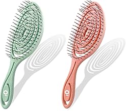 Anti-Pull Brush 2 Units – Anti-Break Hair Brush – Anti-Pull Hair Brush – Detangling Comb Massager – For Dry and Wet Hair (Orange and Green)