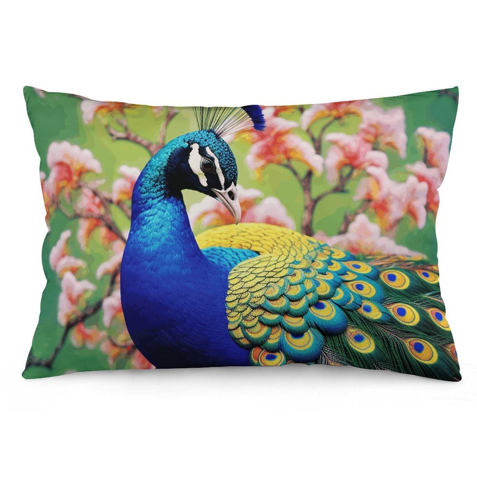 Velvet Pillowcases Standard Size 12 "x20, Ultra Soft Breathable Pillow Cases for Bed, Luxury Cozy Fuzzy Pillow Shams, Lumbar Pillow Cover, Peacock Cushion Case Home Decor