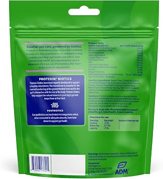Protexin Daily Care Gut+ Mobility | 60 مضغًا للكلاب، مكمل بنكهة الدجاج ولحم الخنزير المقدد للكلاب | البروبيوتيك للكلاب، Postbiotics للكلاب