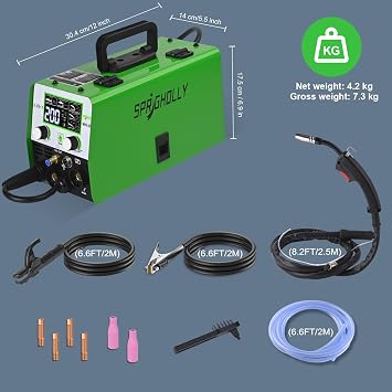 MIG Welder Machine 200Amp 240V 4 in 1 Multiprocess Welder,Mig Gas/Gasless Flux Core/Lift TIG/Stick MMA/Spool Gun Synergy Welding,Large LED Display Upgrade MIG200