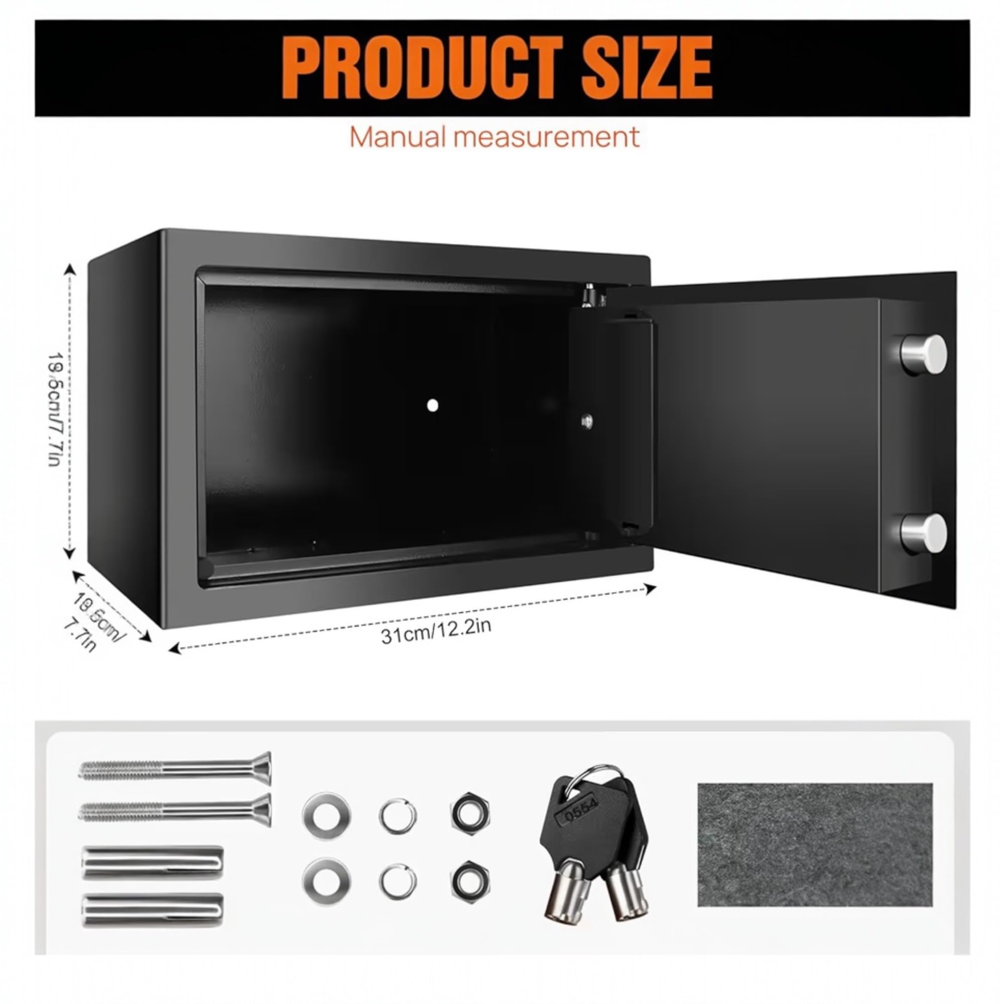Caja Fuerte Digital con Cerradura de Combinación y 2 Llaves - Caja Fuerte de Seguridad Resistente para Efectivo, Joyas, Objetos de Valor - Operación Sin Batería, Diseño Compacto para Hogar, Oficina, N
