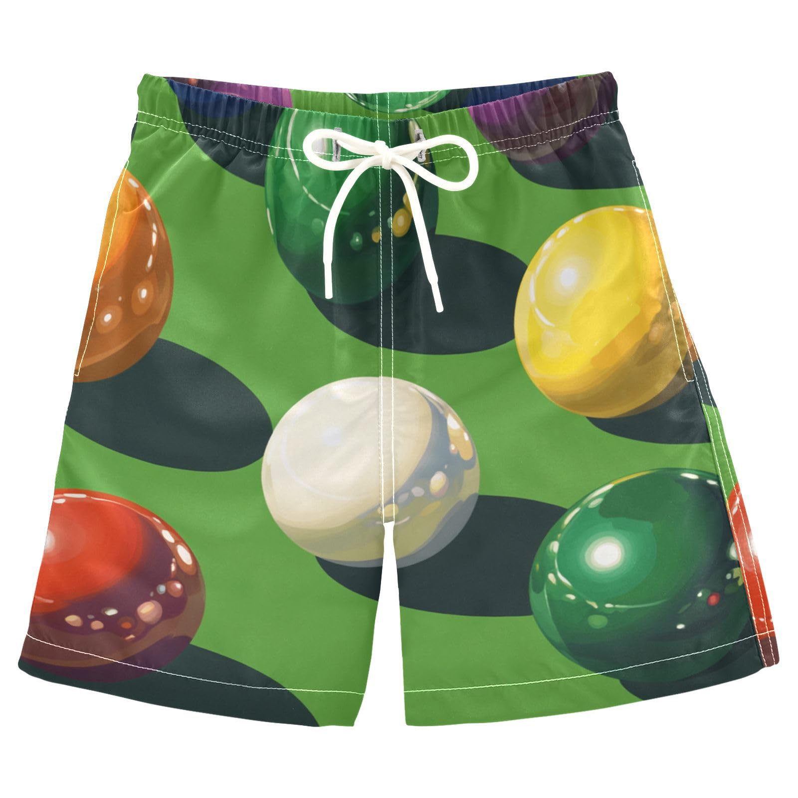 Jucciaco Boys Beach Board Shorts Billiard Green Ball Swim Trunk Teen Swimwear