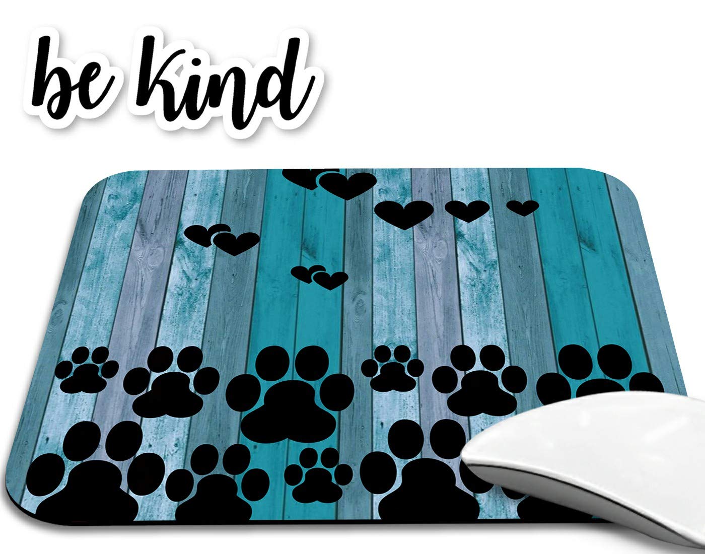 Rossy Mouse Pad, Dog Paw Prints on Wood Pattem Design Gaming Mousepad, Customized Mouse Pads for Laptop, Computers & Office, Mouse Mat with Waterproof Surface & Non-Slip Rubber Base