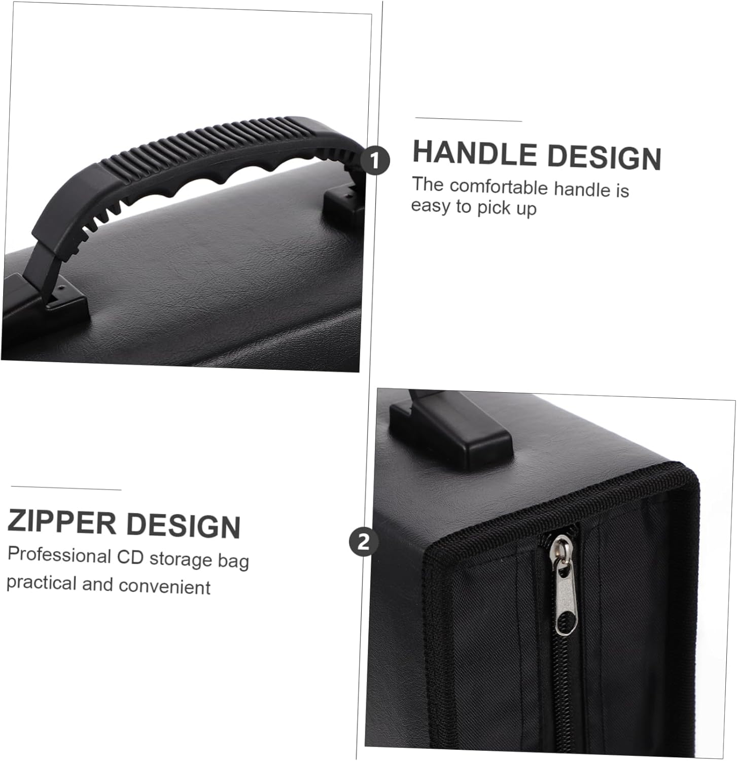 Unomor 2pcs Pu Case Capacity Cd DVD Case Zipper Disc Storage Holder DVDs Storage Pouch Protector for Clean