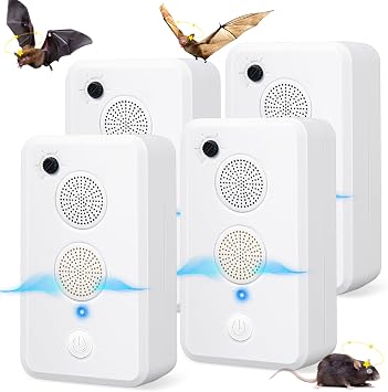 2026 New Ultrasonic Bat Repellent for Attic, Rechargeable Bat Deterrent Devices for Outdoor & Indoor Use Keep Bats Away from House, Porch, Roof Electronic Bird Repellent Removal Exclusion System