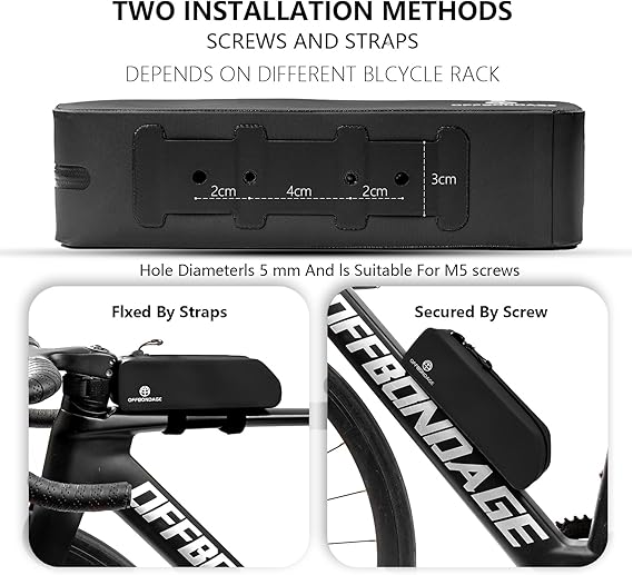 Waterproof Bike Top Tube Bag - TPU Bolt-On & Strap Mount Frame Pack, Lightweight Aerodynamic Cycling Storage for Mountain/Road/Gravel Bicycle Accessories