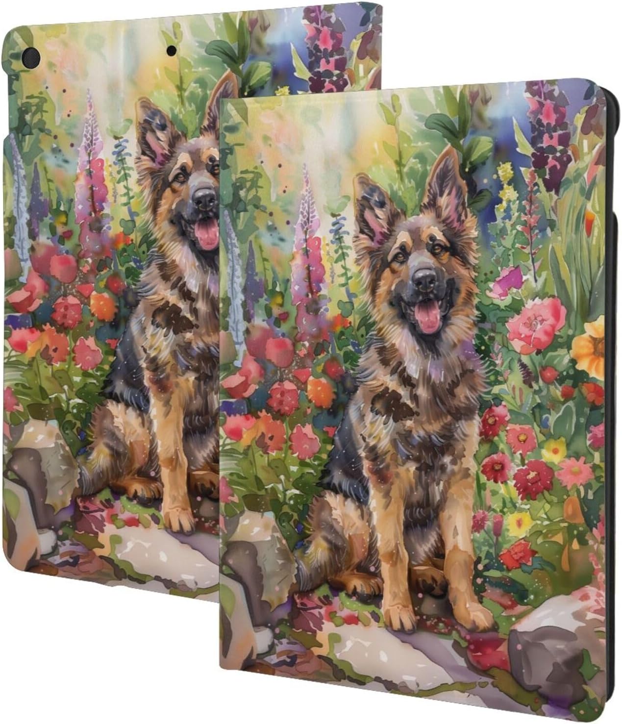 Case for iPad Air 3 (2019) & iPad Pro 10.5 (2017) 10.5 Inch (Model A2152 A2123 A2153 A2154 A1701 A1709), Multi-Angle Viewing Stand, Auto Sleep/Wake,Smiling German Shepherd Print