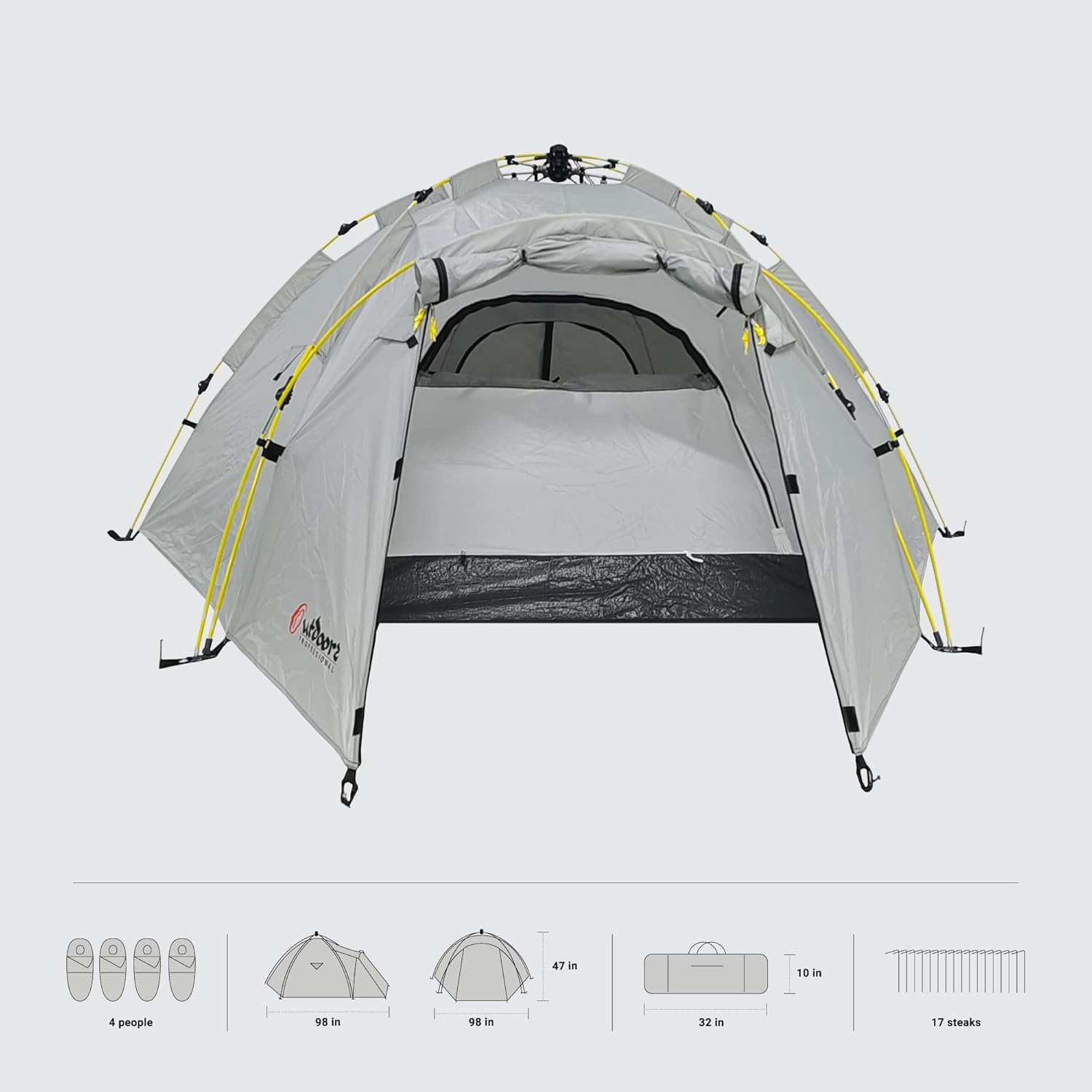 Pop Up Tent for 2-4 Person | Ultralight | Water Resistant | Windproof | Double Entrance | Easy Setup and Portable| Ideal for Camping & Backpacking