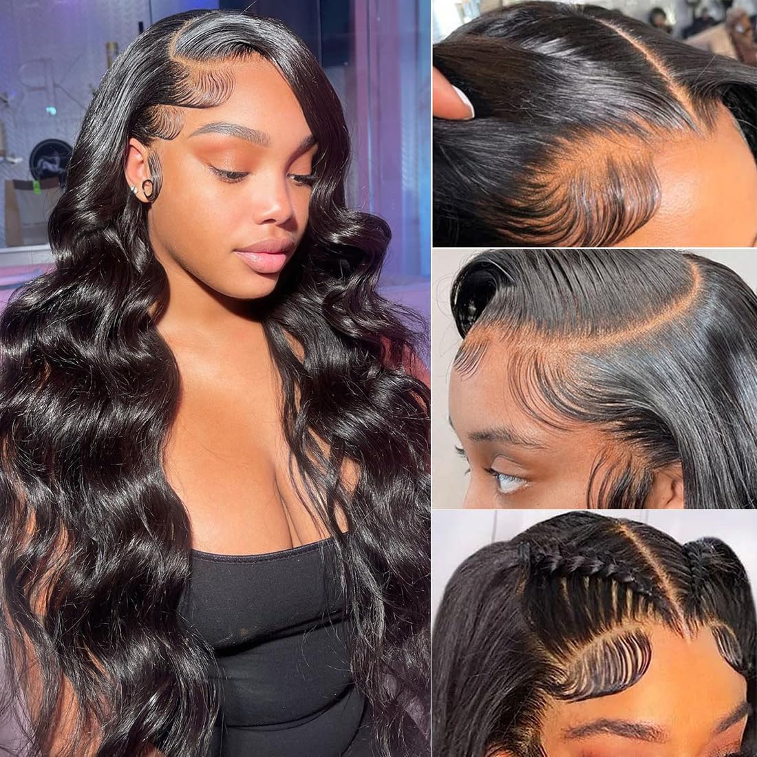 Body Wave Lace Front Wigs Human Hair Pre Plucked 180 Density 13x4 HD Lace Frontal Wigs for Black Women Glueless Wigs Brazilian Virgin Human Hair Wig with Baby Hair 24 Inch