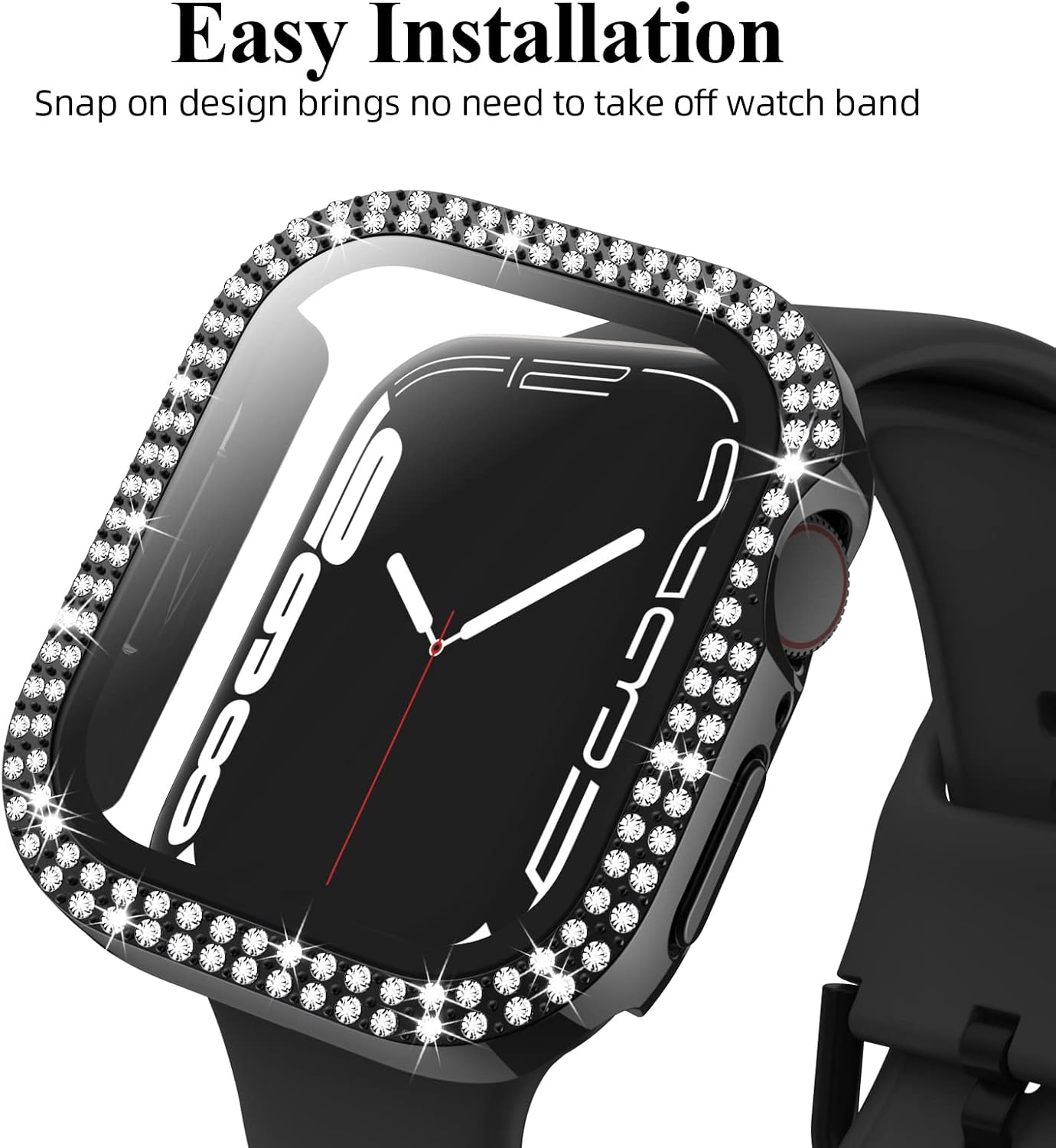 Recoppa 2-Pack Bling Case Compatible for Apple Watch 40mm Series 6/SE/Series 5/Series 4 with Screen Protector PC Shockproof Diamond Rhinestone Bumper Face Cover for iWatch Women (40mm, Black/Clear)