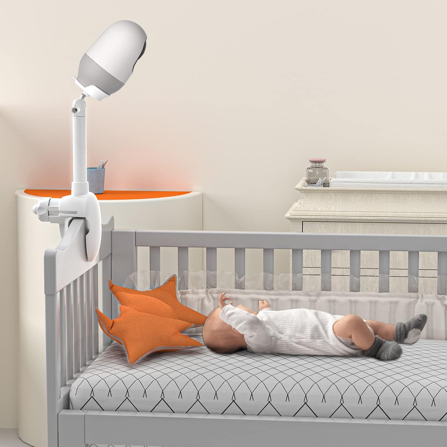 Baby Monitor Mount for Nooie Baby Monitor - 360° Adjustable, Stable and Durable Baby Camera Holer, Especially for Baby Cot