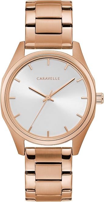 Caravelle by Bulova min/ Max Quartz Ladies Watch, Stainless Steel , Rose Gold-Tone Model 45L179